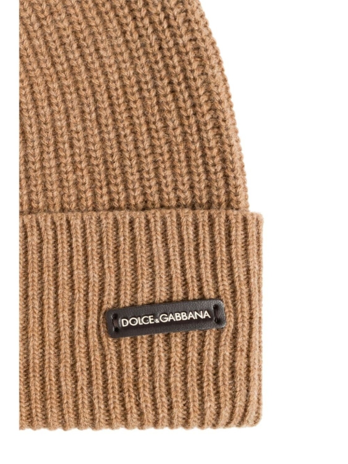 Dolce & Gabbana шапка-бини в рубчик с логотипом, нейтральный цвет — фото 4