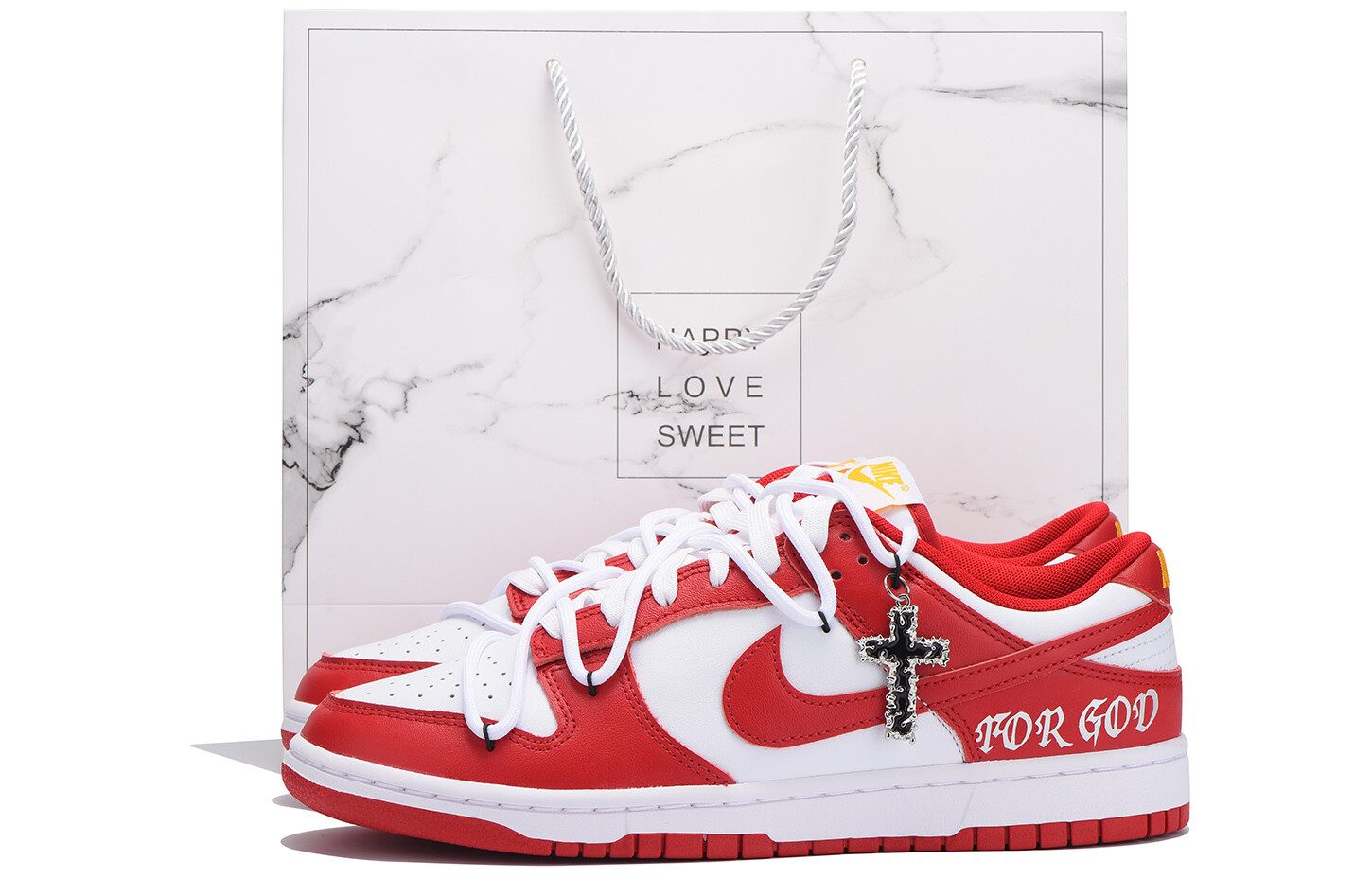 

Кроссовки Nike Dunk Skateboarding Shoes Men Low-top White, красный