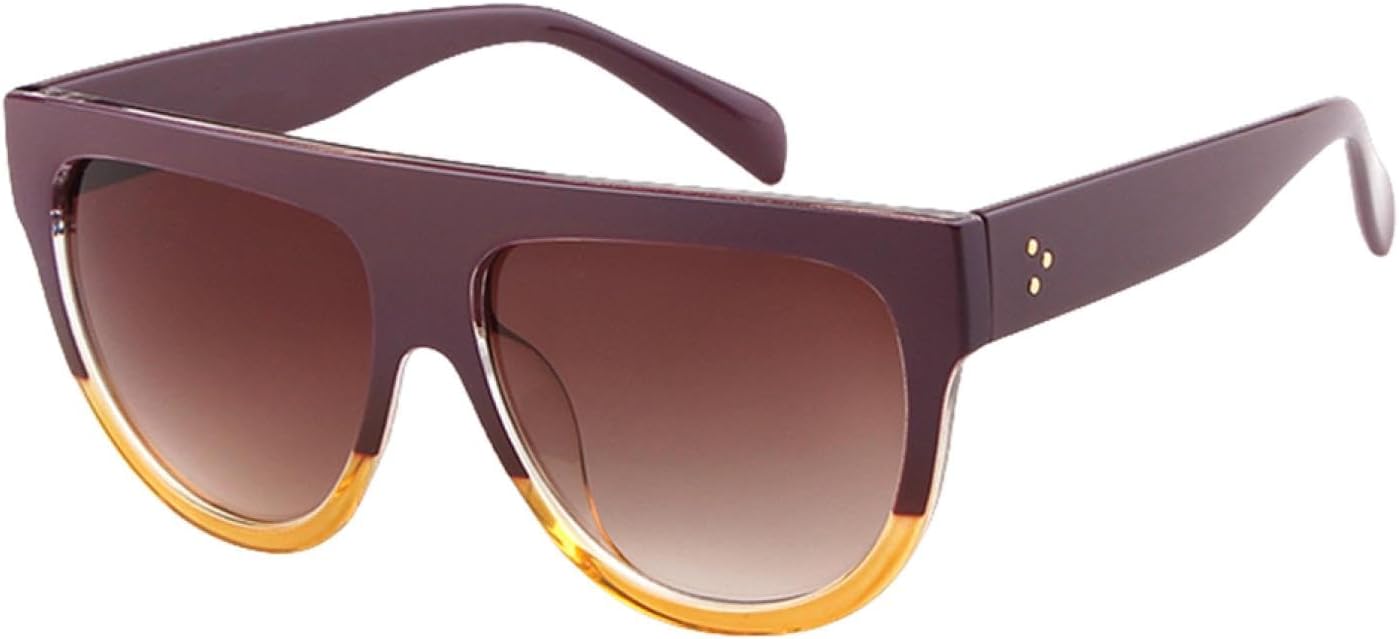 

Солнцезащитные очки в винтажной оправе с плоским верхом, черепаховой расцветкой, градиентными заклепками, ретро, ​​большие оправы, защита от УФ-излучения «кошачий глаз» WNCKSQ, C1