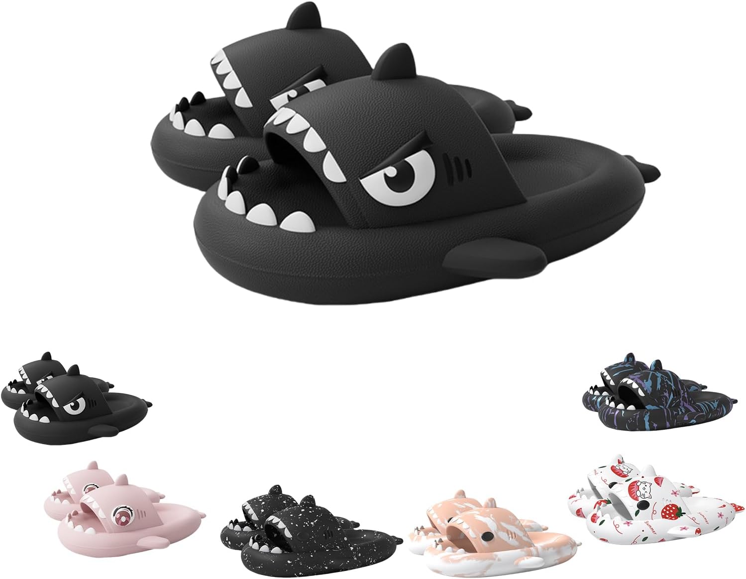 

Шлепанцы с изображением акулы, рождественские шлепанцы с акулой, шлепанцы с акулой на Хэллоуин, мультяшные нескользящие шлепанцы с толстой подошвой для женщин и мужчин Generic, черный