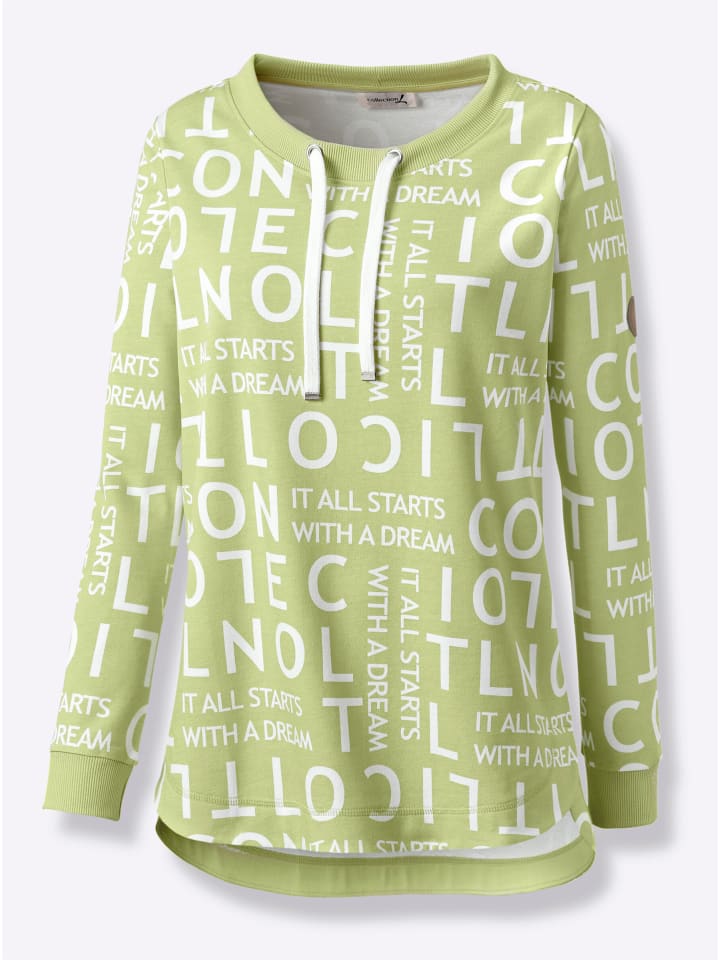 

Длинная толстовка фисташкового цвета с белым узором WITT WEIDEN