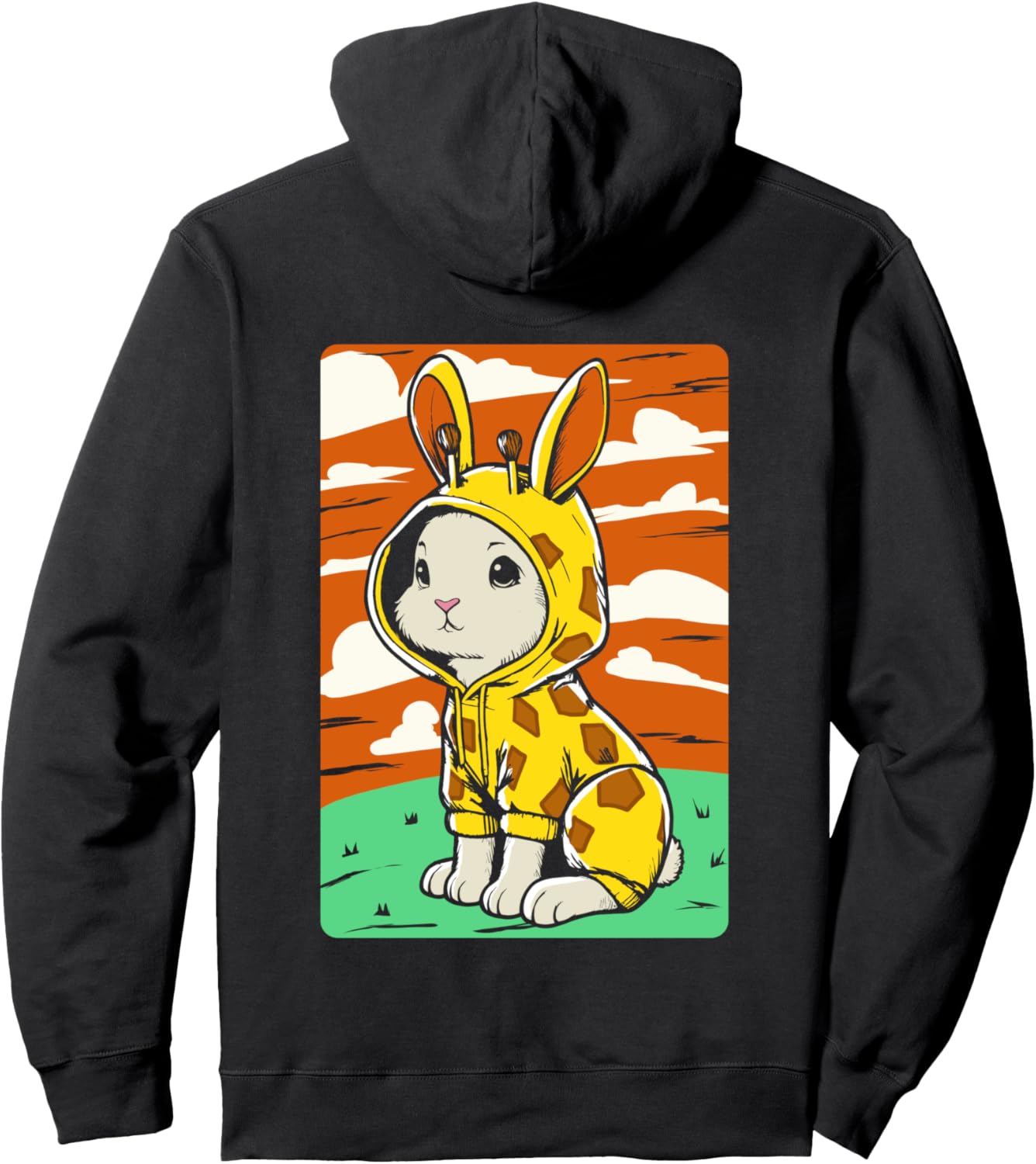 

Толстовка с изображением жирафа и кролика Exotic Hare Giraffe Bunnies Rabbit, черный