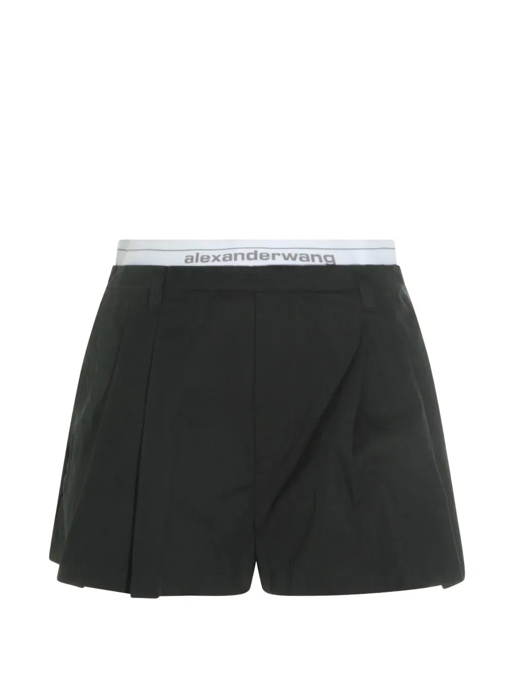 Плиссированные шорты с логотипом на поясе Alexander Wang, черный
