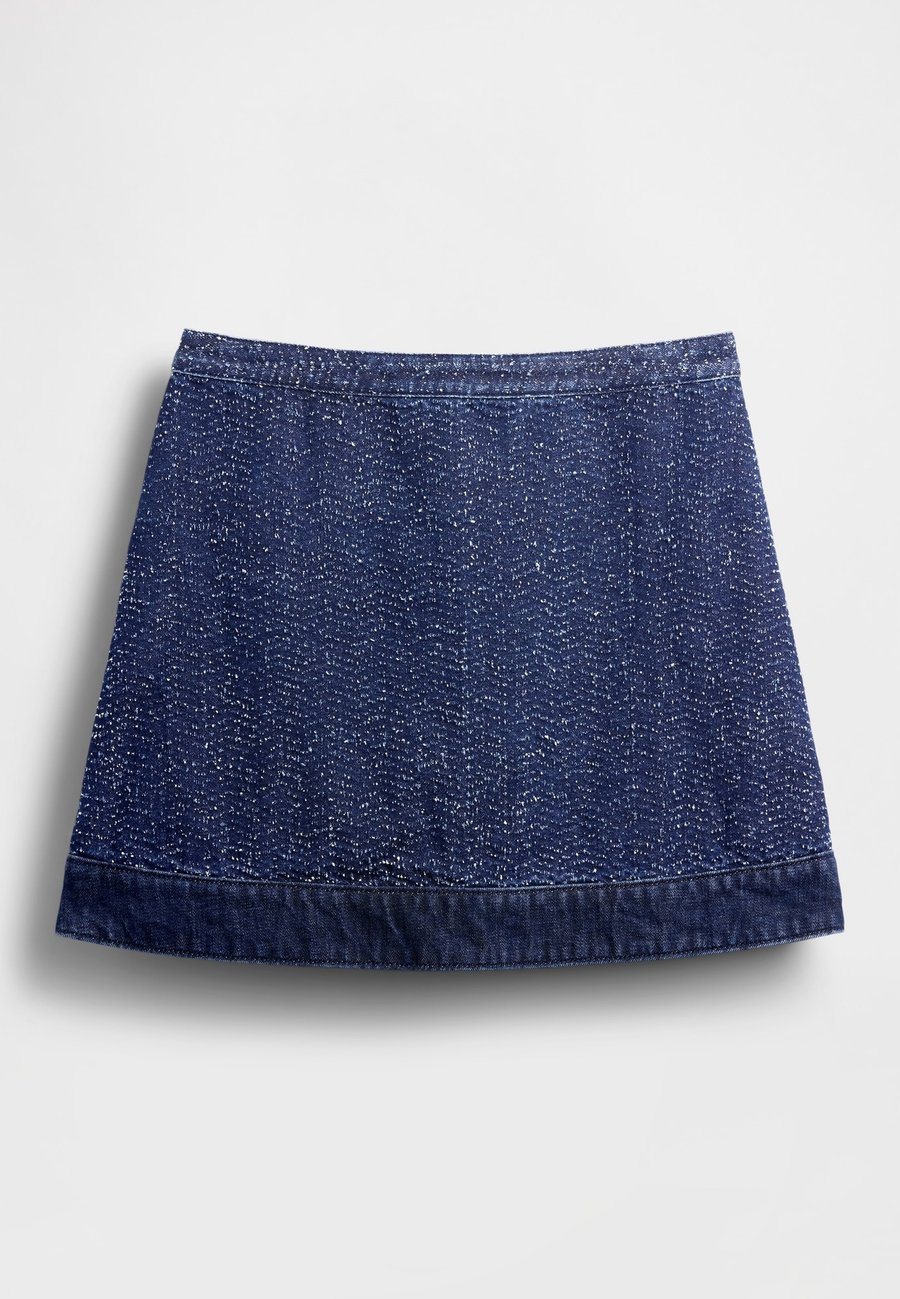 Юбка GAP GAPSTUDIO DENIM TWEED MINI SKIRT, Dark Wash Indigo/Dark-Blue Denim — фото 2