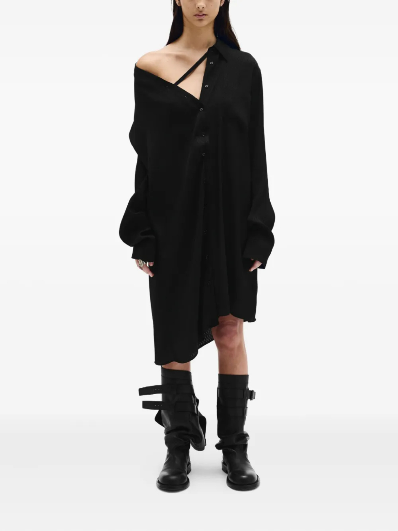 

Ann Demeulemeester платье-рубашка Halina с приспущенными плечами, черный