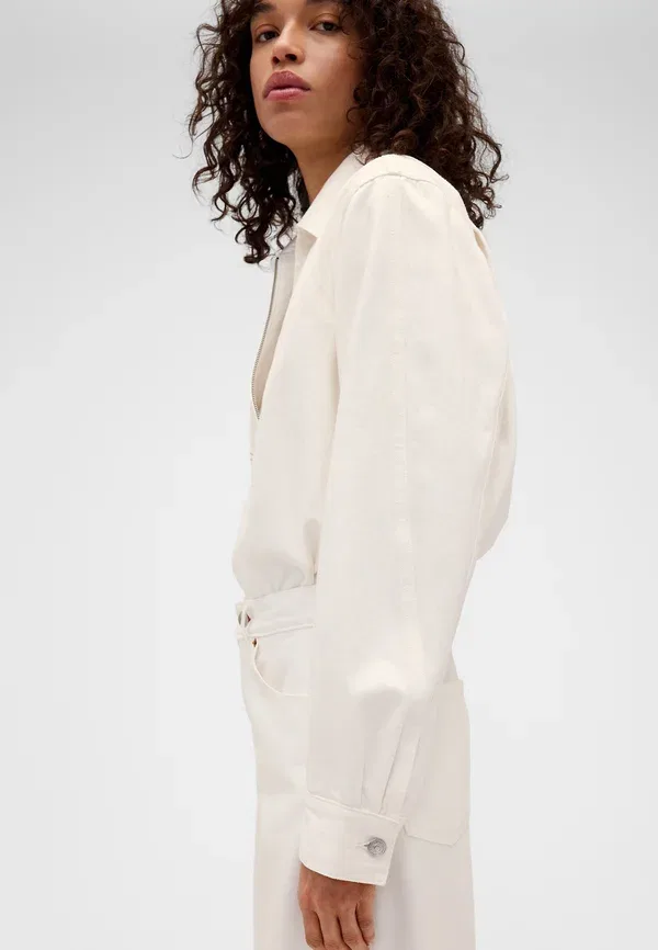 Рубашка Victoria Beckham Denim Zip Shirt Button Down Blouse Gap, свежий белый — фото 4