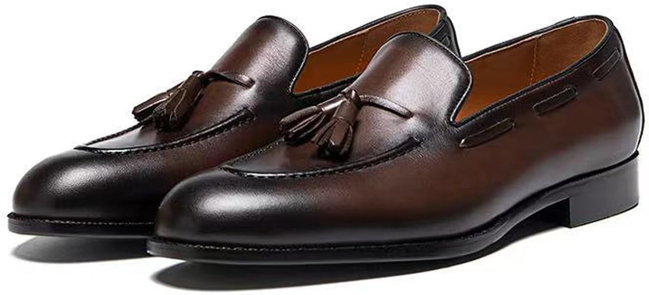 

Мужские лоферы Santimon с кисточками, туфли без шнуровки, повседневные и нарядные мокасины современного дизайна, из настоящей кожи, удобные и дышащие, модные туфли под смокинг для мужчин, коричневый