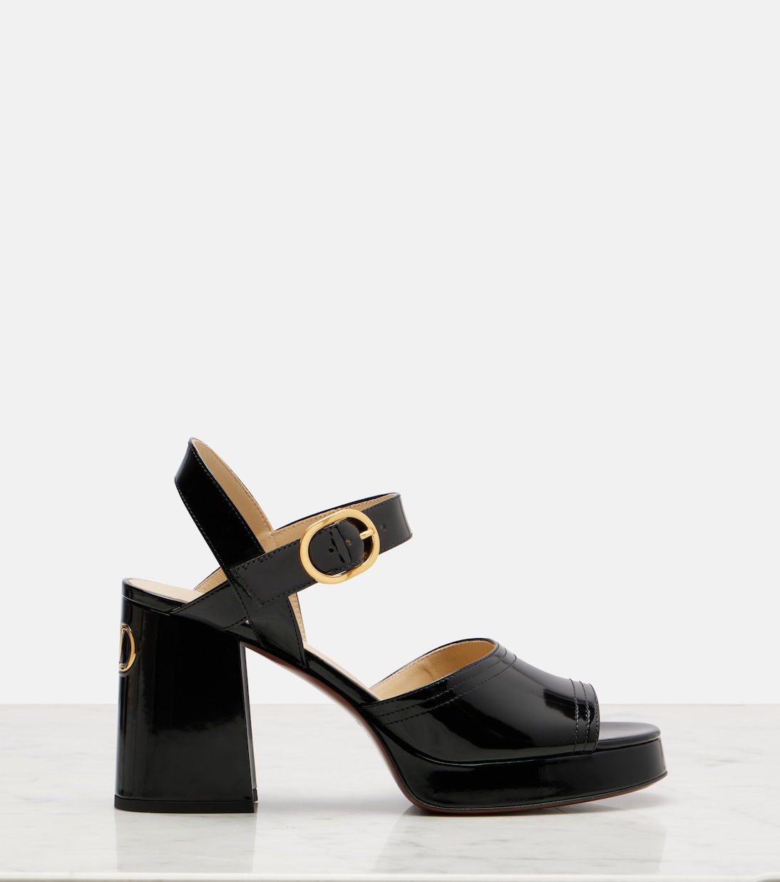 Fawcette VLogo Signature 100 кожаные сандалии на платформе Valentino Garavani, черный — фото 4