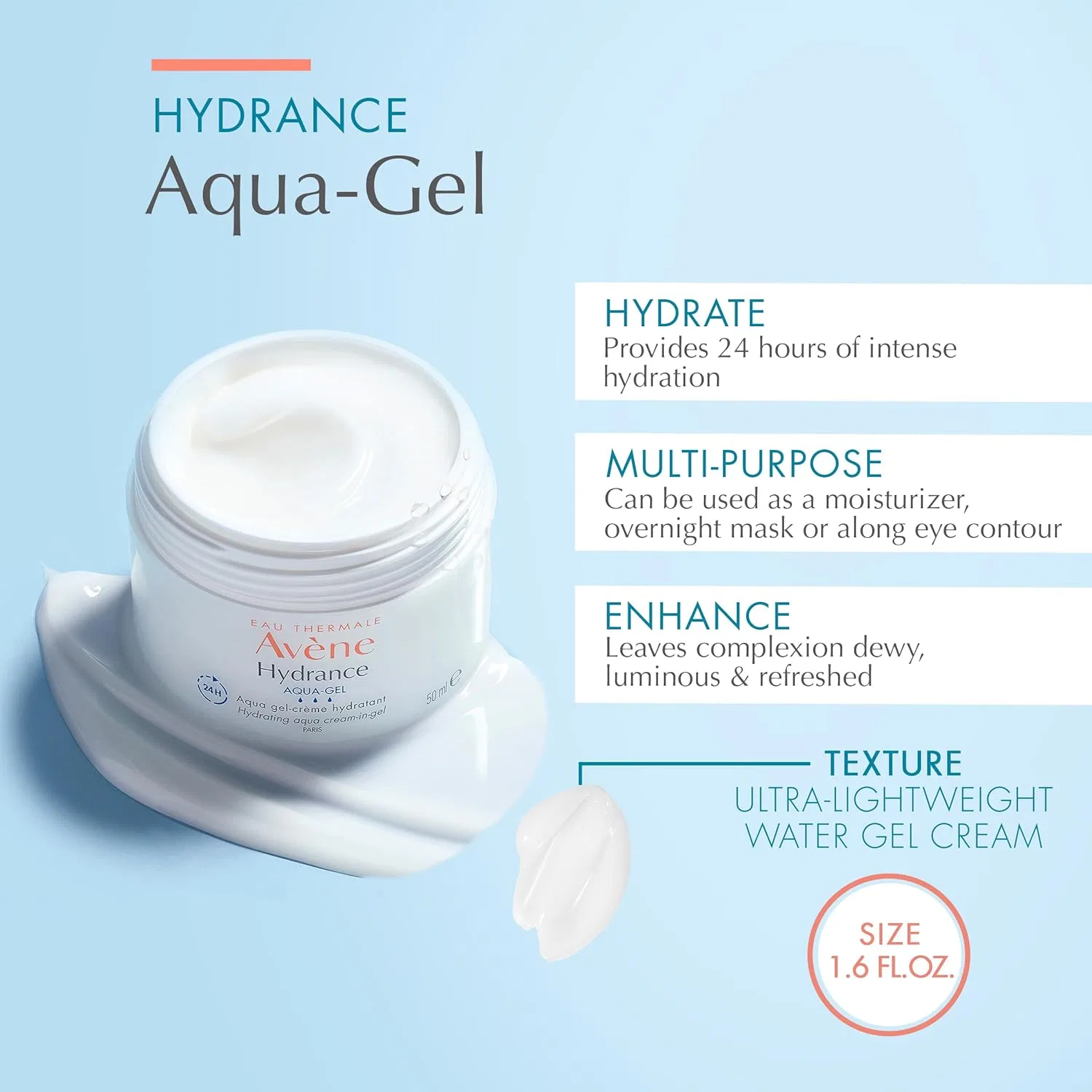 Увлажняющий гель-крем Hydrance Aqua Gel объемом 50 мл от Avène Avene — фото 3