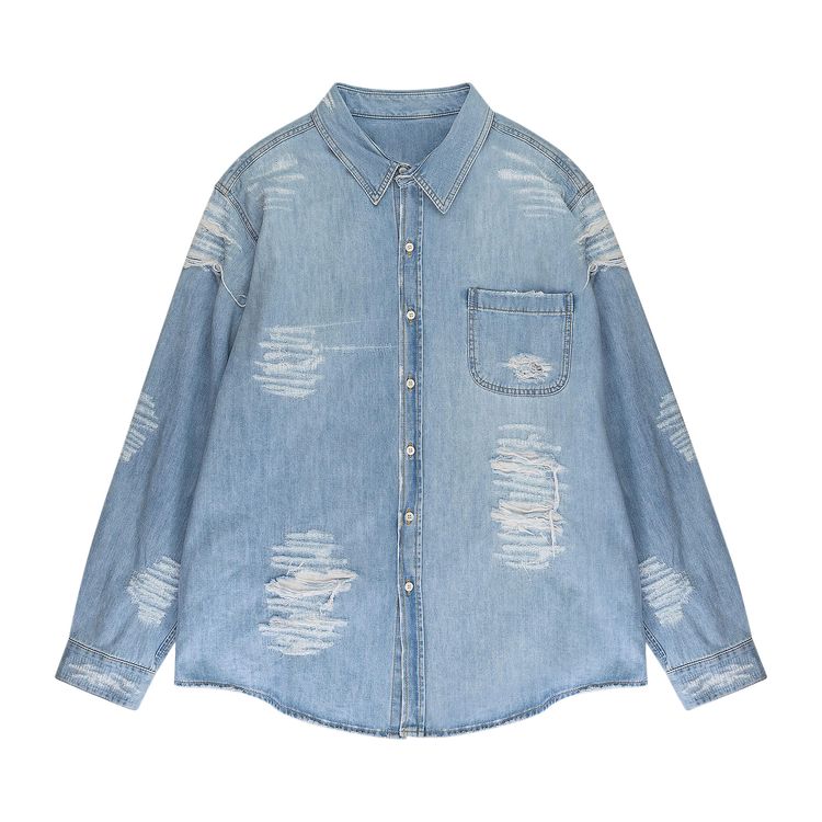 

Рубашка 424 Distressed Denim Shirt 'Blue', синий