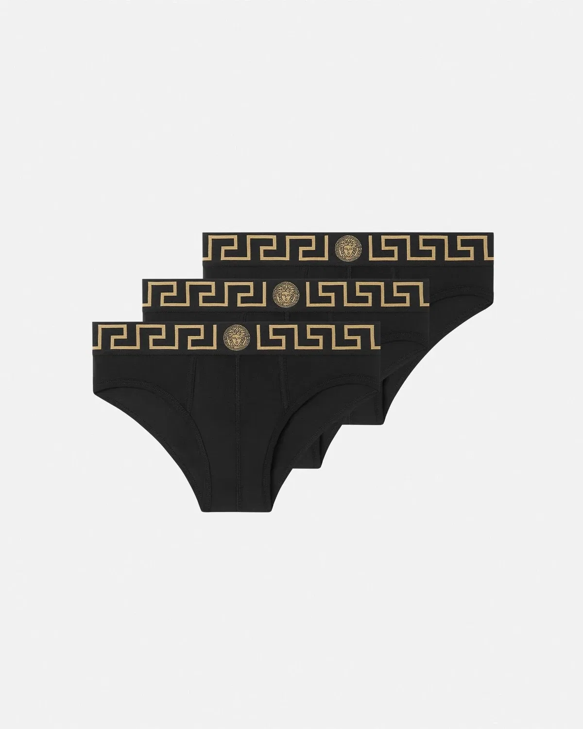 Трусы-слипы с бордюром Greca, 3 шт. в упаковке VERSACE, черный