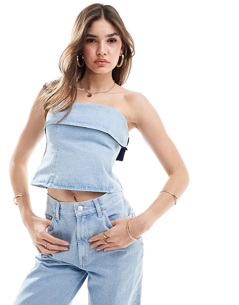 

Джинсовая складка поверх бандо в отбеленном виде ASOS DESIGN