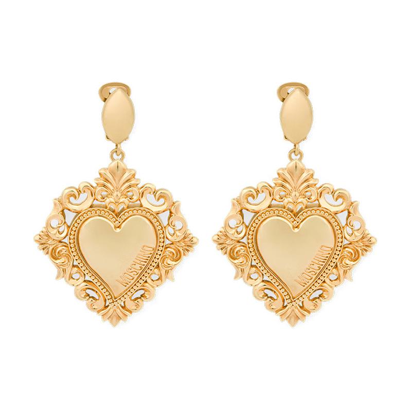 

Серьги с подвеской в виде сердца и тиснением логотипа MOSCHINO