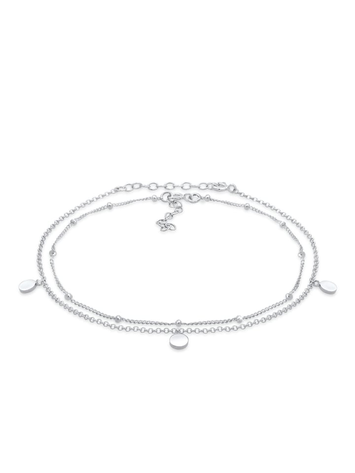 

Elli Браслет Fußschmuck 925 Sterling Silber Geo, Kugel, Plättchen in Silber