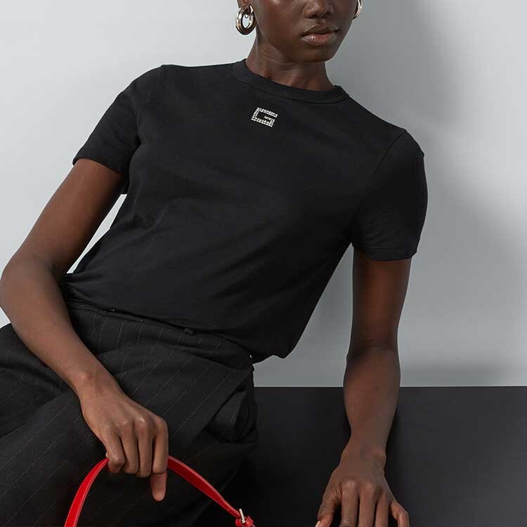 Футболка женская Gucci Square G-embellished, с декором, черный — фото 2