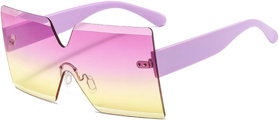 

Женские солнцезащитные очки без оправы, большие солнцезащитные очки UV400, модные очки для женщин с защитой от УФ-излучения UV400, фиолетовые, фиолетово-желтые TYUVIVO, Purple-purpleyellow