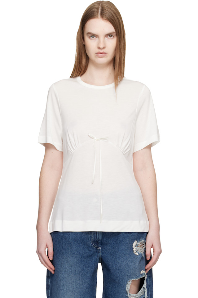 

Simone Rocha Белая футболка с присборенной грудью и бантом