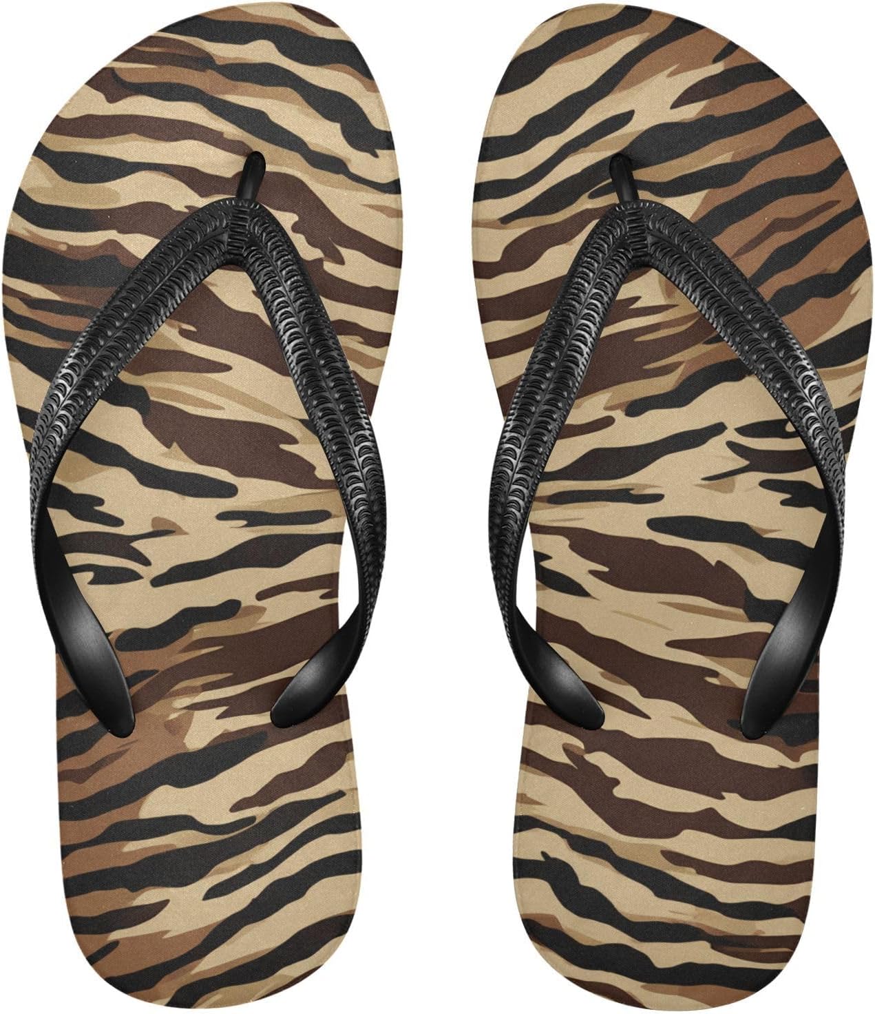 

Женские и мужские пляжные шлепанцы Tiger Stripe Brown, летние повседневные сандалии для душа 20861847 Kfbe