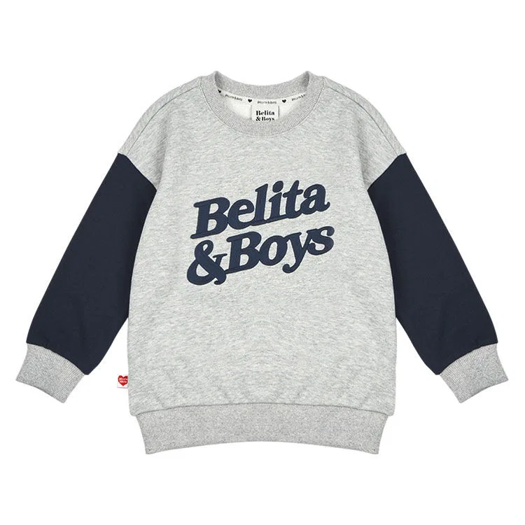 Детский свитшот с цветными блоками и логотипом Belita серый от Belita&Boys