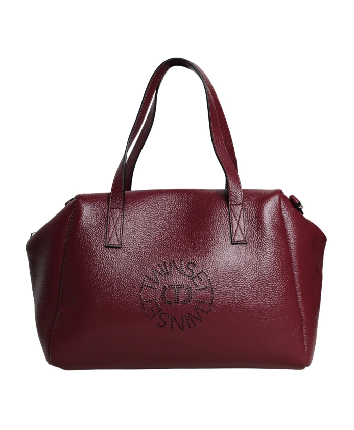 

Кожаная сумка с логотипом из люрекса. Twinset, красный