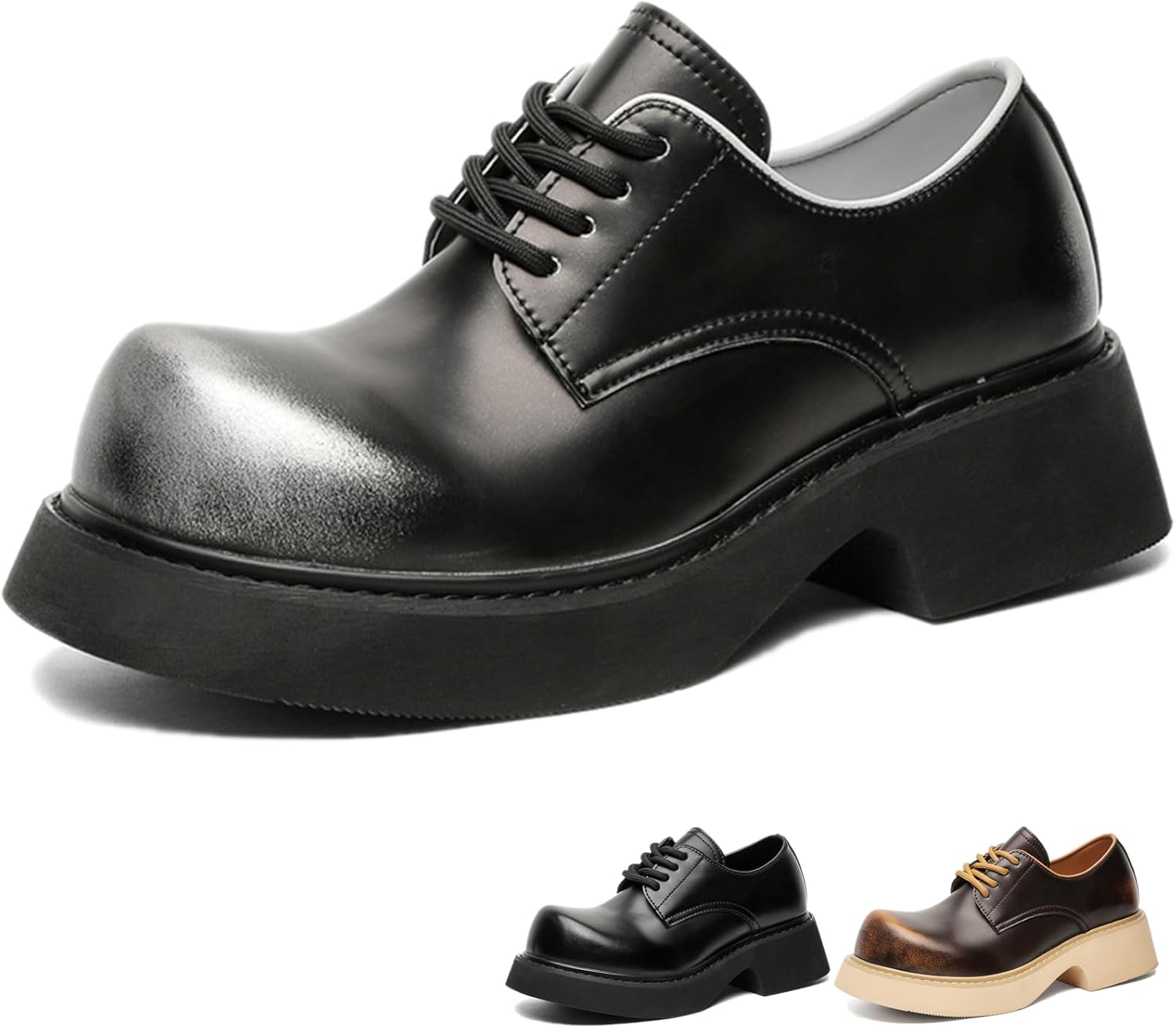 

Мужские ретро туфли оксфорды на платформе с массивным каблуком, широким закругленным носком, классической шнуровкой, удобные, с эффектом увеличения роста, нескользящие, для свадьбы, бизнеса, официальных мероприятий и вечеринок Adkgbe, серебро