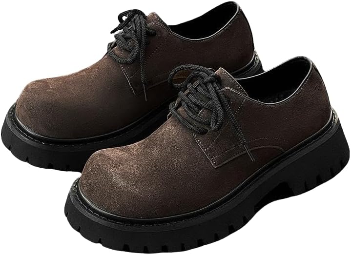 

Мужские массивные оксфорды Santimon с шнуровкой, повседневные замшевые туфли на платформе с дерби и рифленой подошвой, модные и нарядные туфли, коричневый