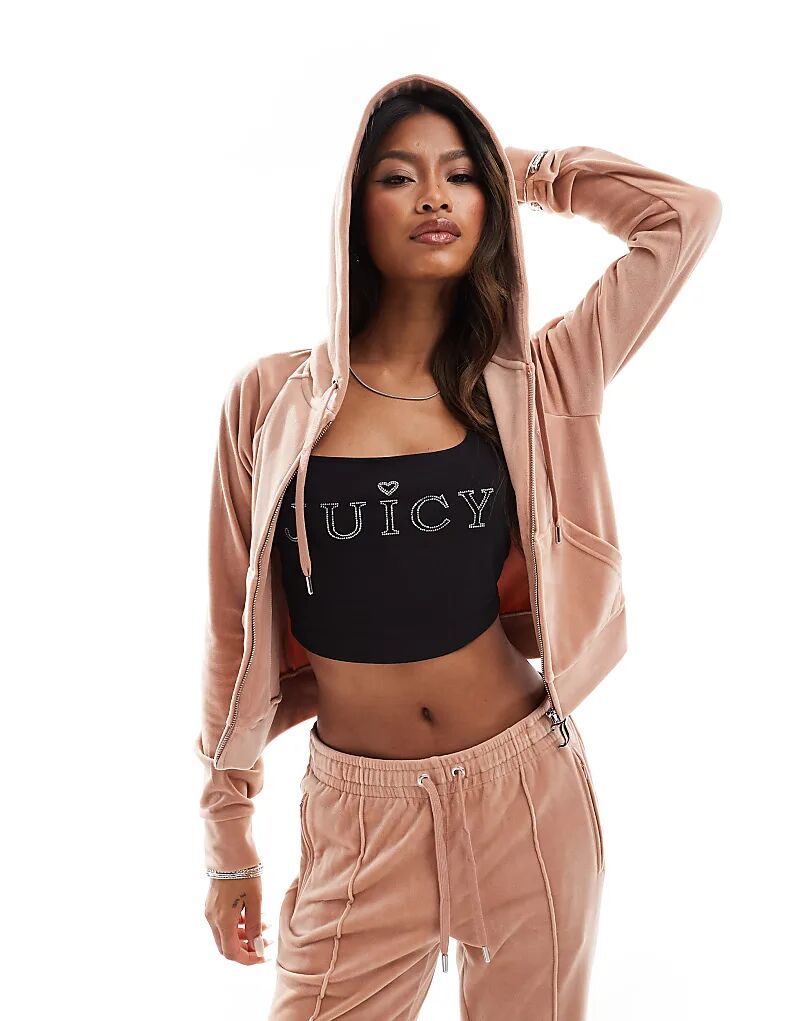

Худи Juicy Couture из велюра на молнии коричневого цвета (часть комплекта)