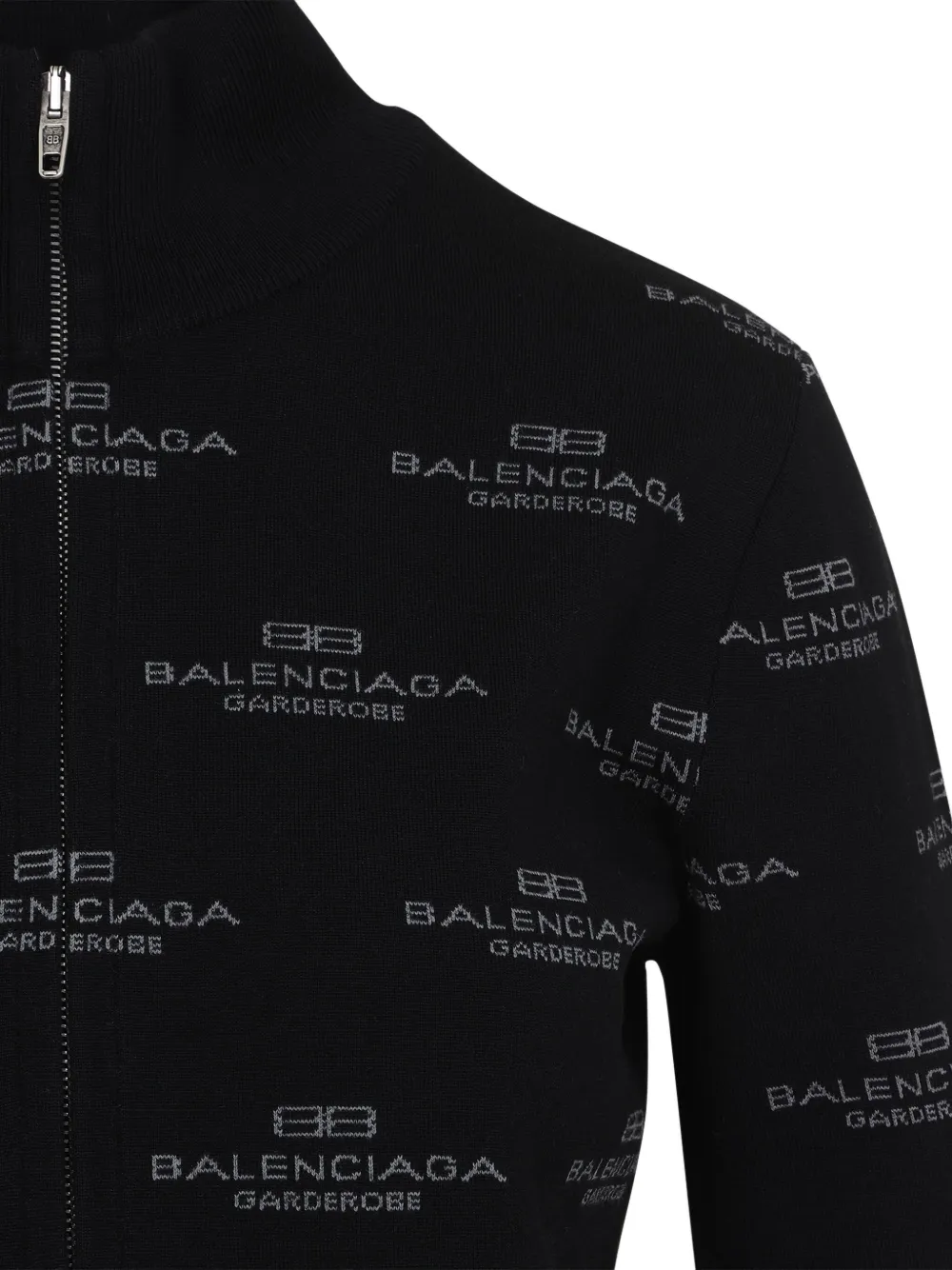 Кардиган с жаккардовым логотипом BALENCIAGA, черный — фото 3