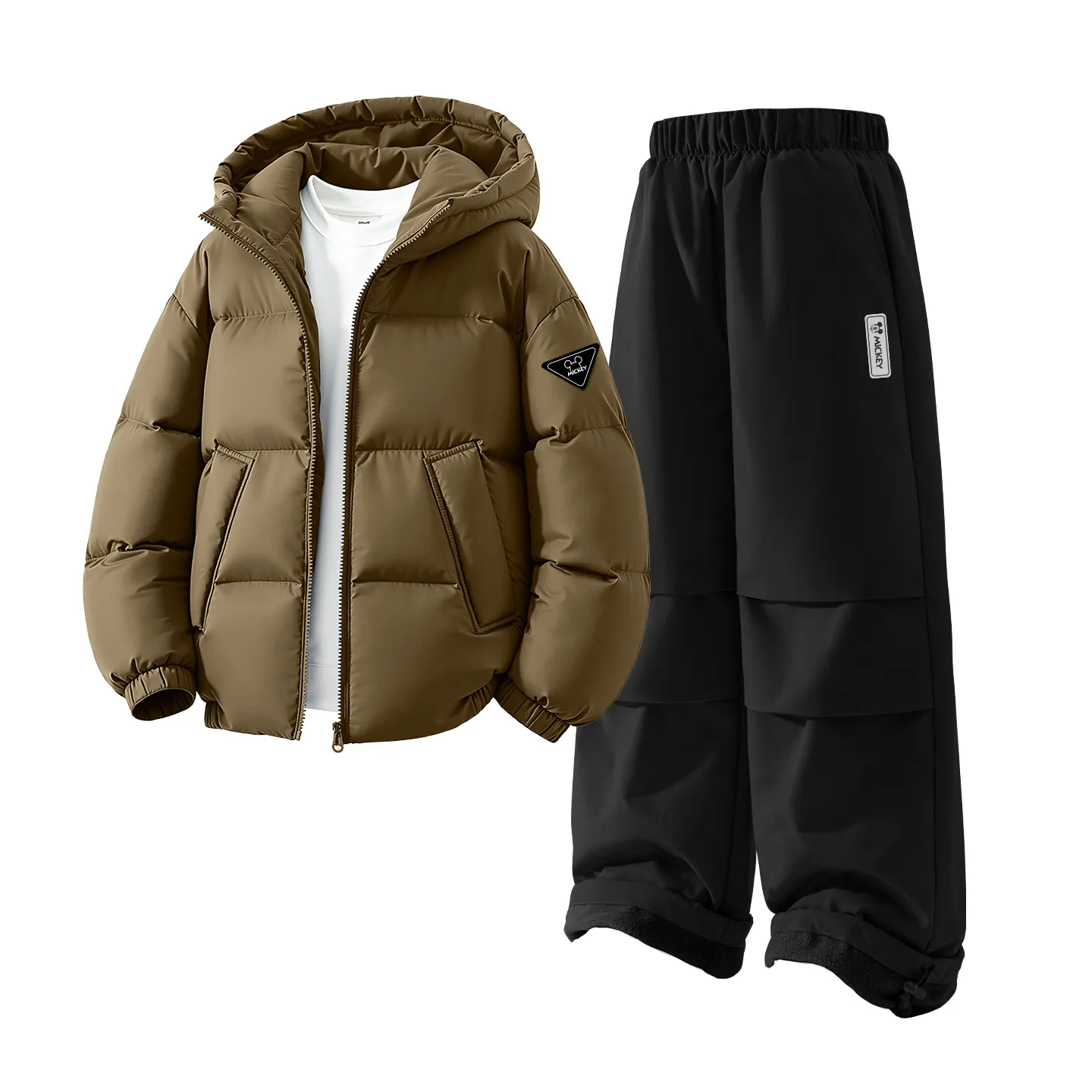 Детская повседневная худи с капюшоном Disney, [Thickened and Fleece-Lined]DiH Triangle Hook-and-Loop K Brown+DiH Square Hook-and-Loop K Black