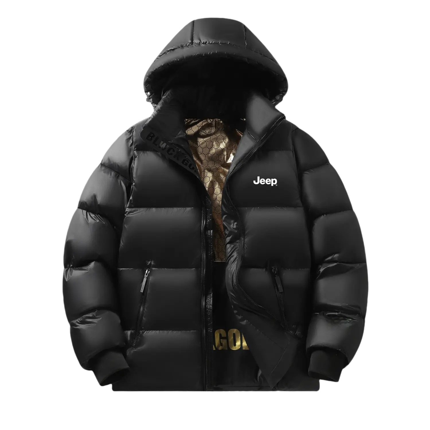 

Jeep Пуховик Unisex Black Hooded Thickened Padded Puffer