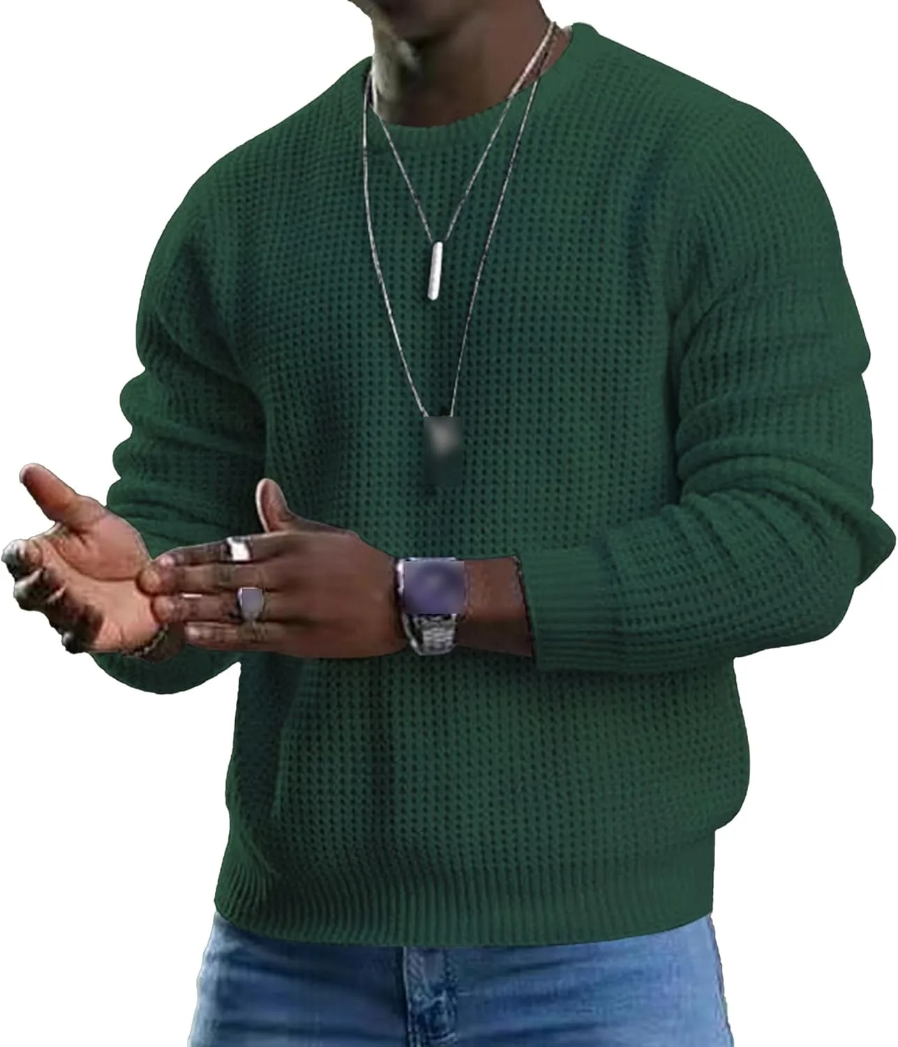 

Мужской свитер с вафельной вязкой Gsywaipei