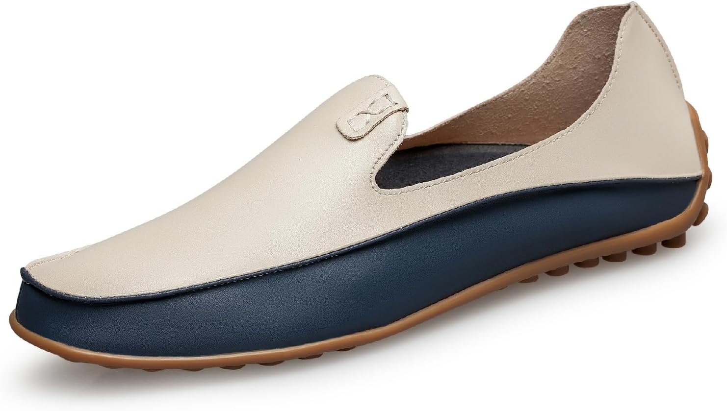 

Мужские кожаные пенни-лоферы с круглым носком, повседневные, дышащие, легкие, мягкие, на плоской подошве, слипоны-мокасины для ежедневного вождения и прогулок Loveheynew, белый