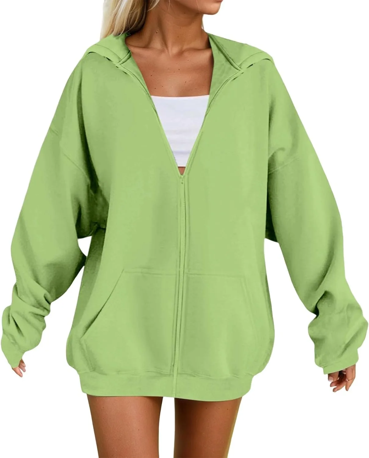 Худи с молнией для женщин, Oversized, Plus Size