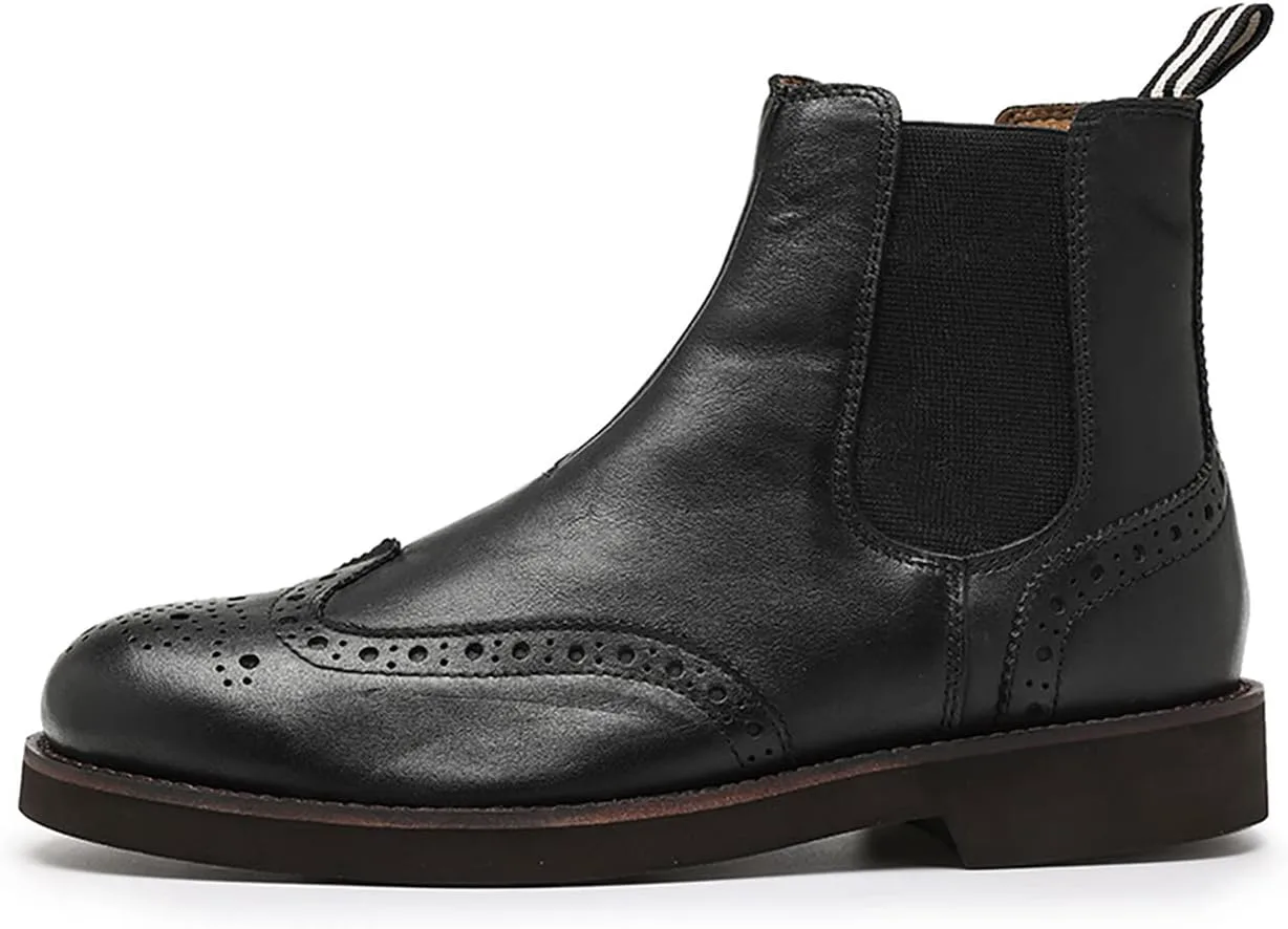 

Мужские ботинки Santimon Brogues с крыльями Chelsea, повседневные, деловые, формальные кожаные ковбойские ботинки, модные, на выпускной, бизнес, свадебные, западные ботинки на щиколотку для мужчин и мальчиков, черный