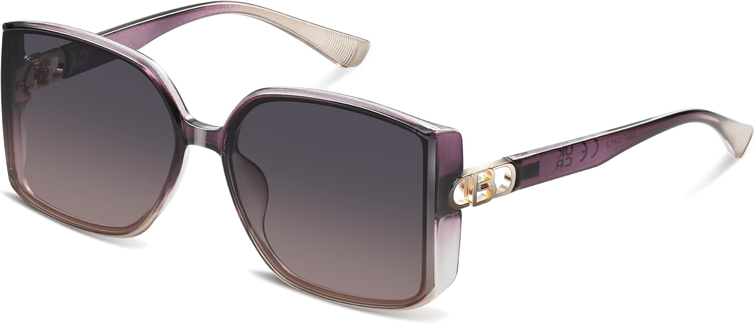 

Крупные солнцезащитные очки для женщин, стильные женские солнцезащитные очки с защитой от УФ-излучения, легкие солнцезащитные очки в квадратной оправе для активного отдыха Foliful, A03-gradient Purple/Grey