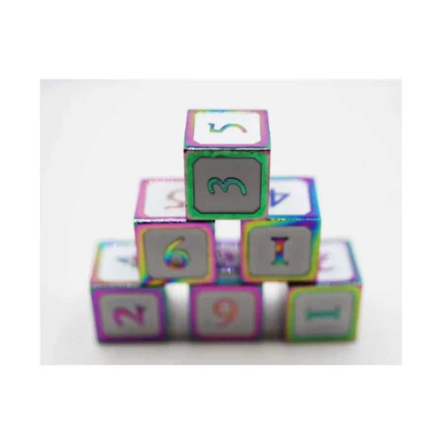

d6 — Белый с жженым опалом (6), Dice Sets - Metal - D6's (Foam Brain Games)