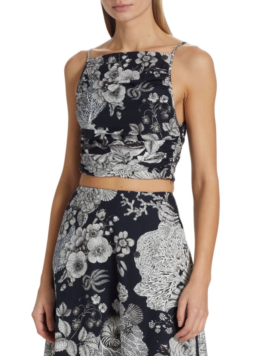 

Укороченный топ со сборками Lela Rose, темно-синий