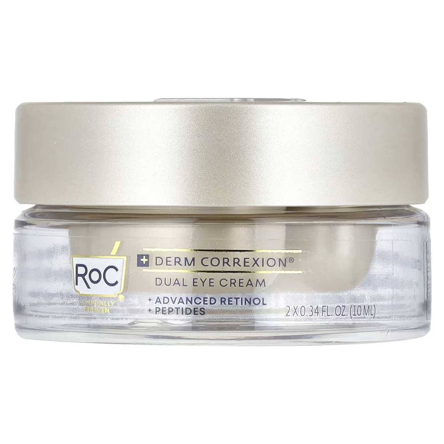 

Derm Correxion, Двойной крем для глаз, усовершенствованный ретинол и пептиды, без отдушек, 0,34 жидких унции (10 мл) каждый Roc