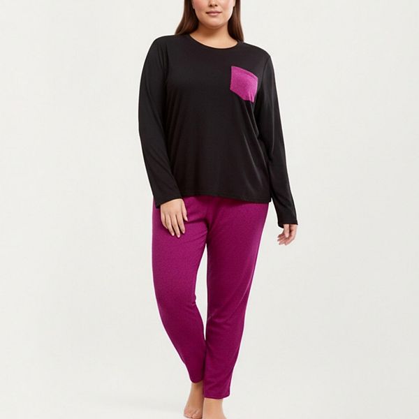 

Женский комплект из 2 предметов: лонгслив с контрастным карманом и мягкие пижамные брюки Anna-Kaci