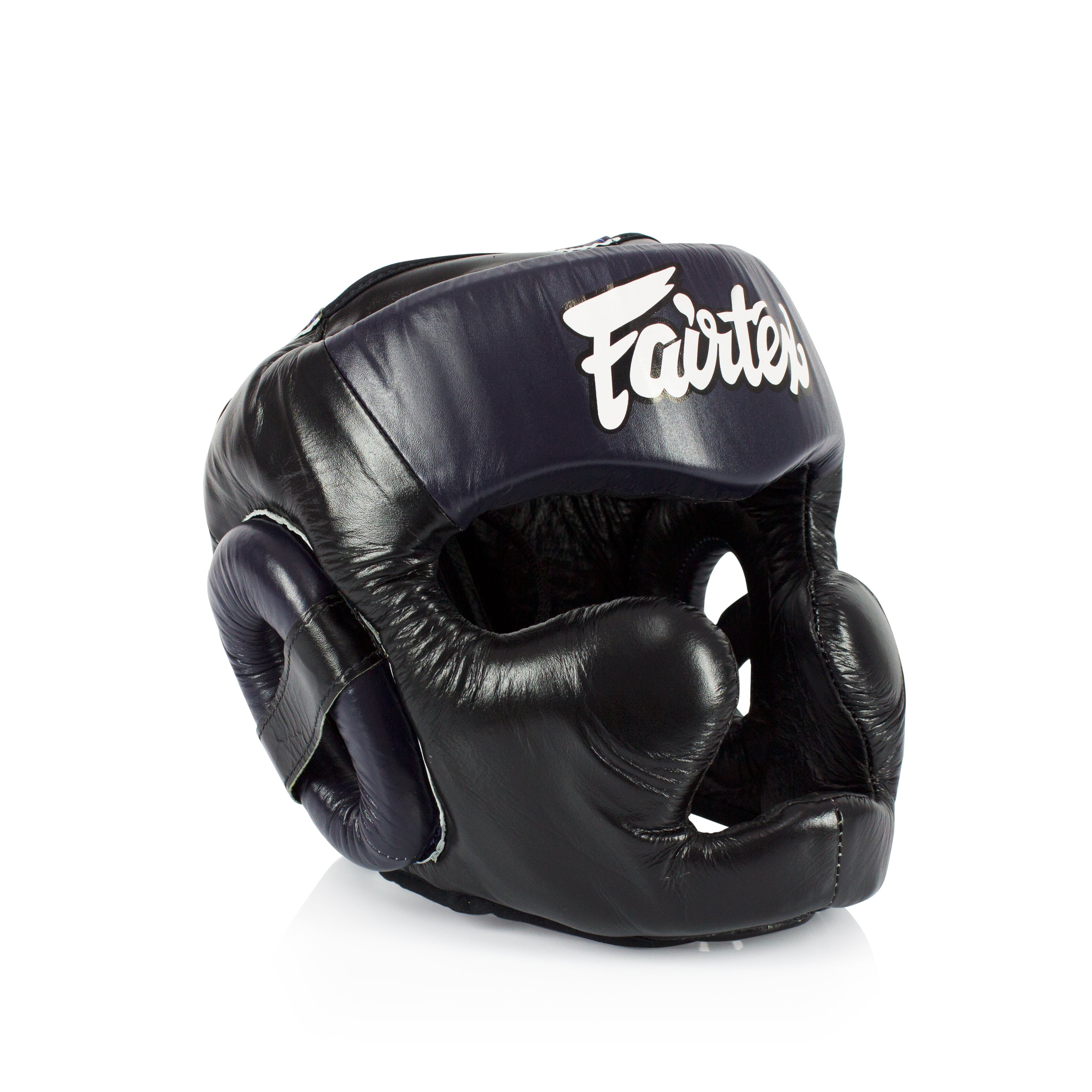 

Шлем Fairtex Diagonal Vision Sparring Headguard - Lace-Up Head, черный/синий
