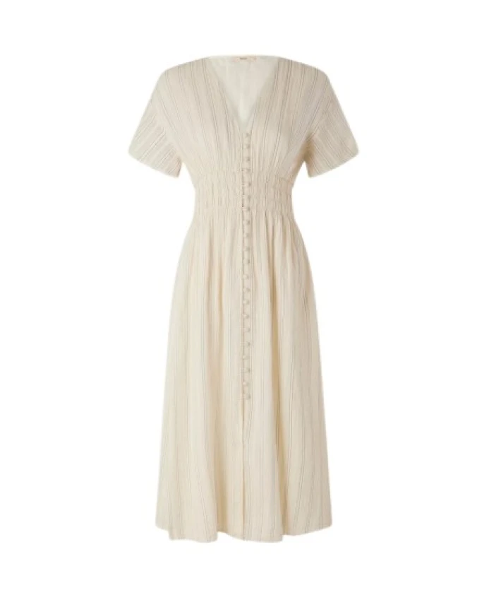 

Платье миди с застежкой на пуговицы и присборенной талией. Sessun, бежевый