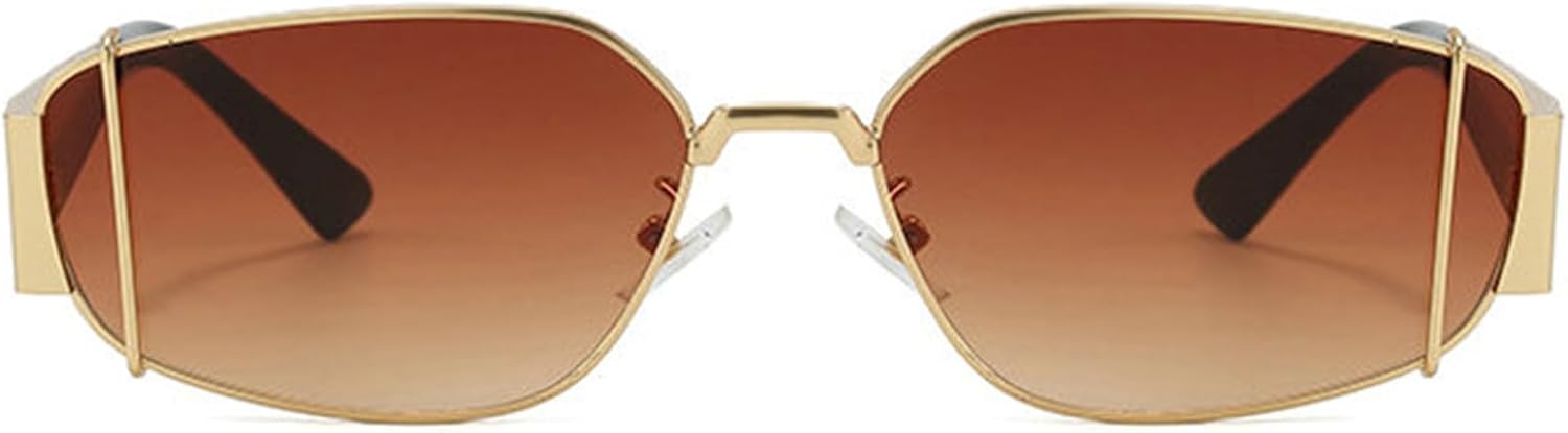 

Модные шестиугольные металлические солнцезащитные очки для женщин, маленькие, в стиле ретро, ​​градиентные коричневые очки «кошачий глаз», защита от УФ-излучения helena, C5