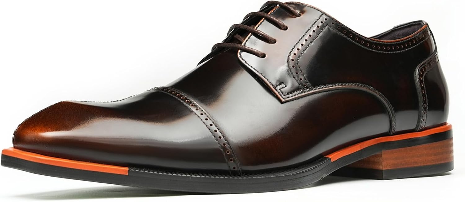 

Классические мужские туфли-дерби с квадратным носком, деловые туфли и обувь на каждый день, лакированная кожа, классический повседневный дизайн с открытой шнуровкой, модель 23713 Windhana, коричневый