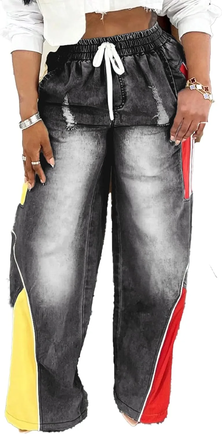 

Женские джинсы с высокой талией и шнурком Xuideoy