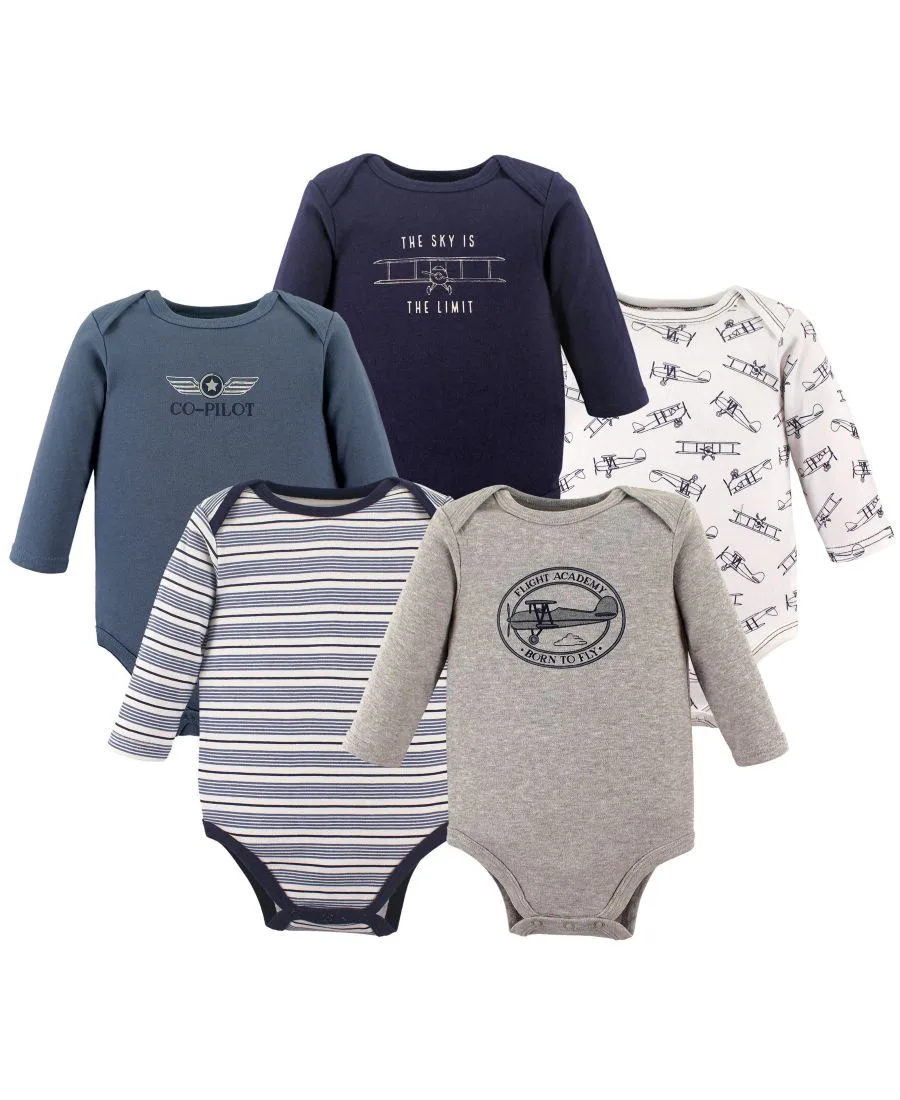 Коллекция из пяти хлопковых боди с длинными рукавами Hudson Baby, Aviation