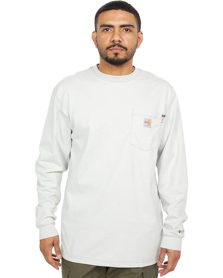 

Футболка Carhartt Flame-Resistant Force Cotton Long Sleeve, цвет Light Gray