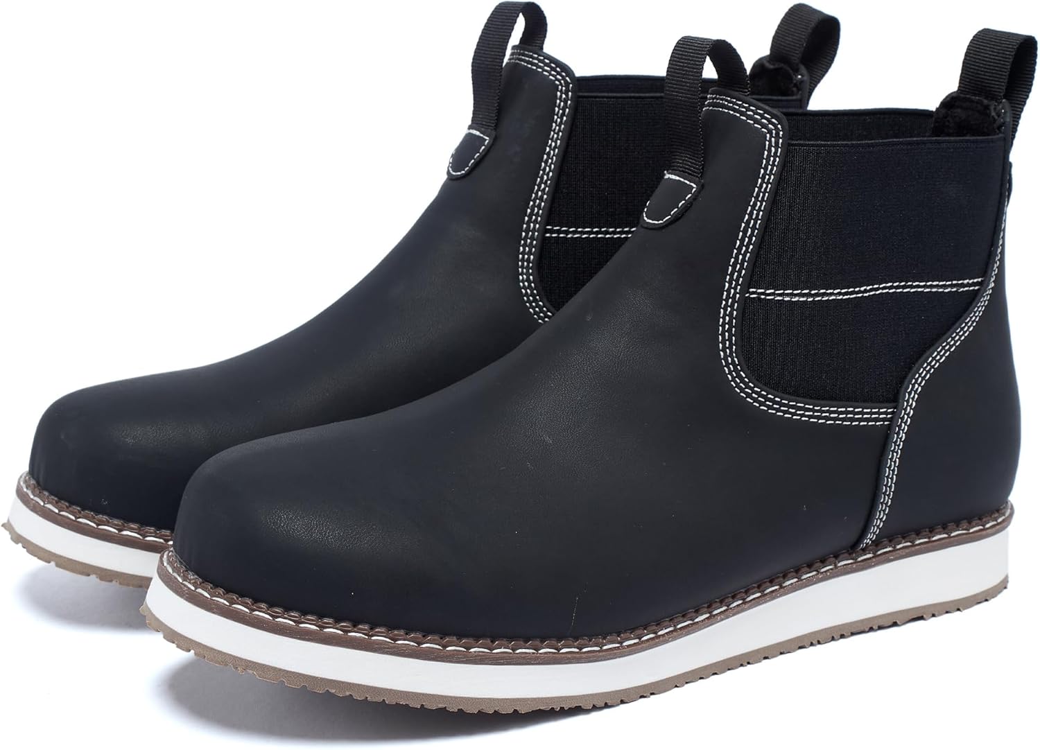 

Мужские ботинки челси средней высоты, ботинки челси без шнурков, повседневные ботинки для активного отдыха, плоские ботинки для ходьбы по улицам Peileg, черный