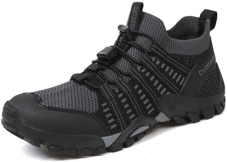 

Мужские трекинговые водные кроссовки для улицы с защитой пальцев, дышащая сетка, быстросохнущие, противоскользящие ботинки для переходов, кемпинга, походов и рыбалки Qacksv, серый