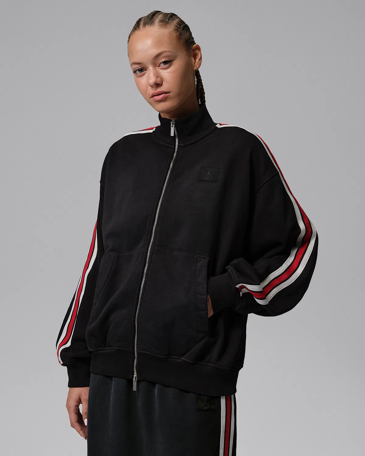Женская флисовая куртка на молнии Jordan Flight Fleece, Black/Dark Smoke Grey