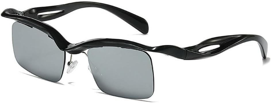 

Модные уникальные солнцезащитные очки без оправы для женщин в стиле ретро, ​​женские очки с прозрачными линзами цвета океана, защита от УФ-излучения UV400, мужские очки в стиле панк TKKTLLT, Black-silver